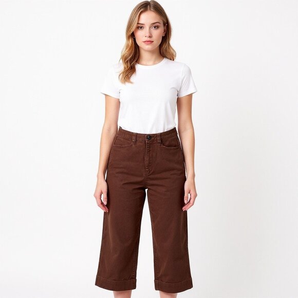 Pendleton Womens High Waist Canvas Crop Pant Duck Cloth Wide Leg Sz 4 - Picture 1 of 15